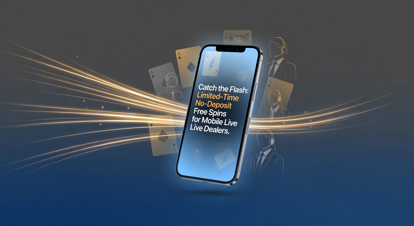Vibrant mobile screen displaying a live dealer game with flashing no-deposit free spins promotion overlay, highlighting instant bonus activation on smartphones
