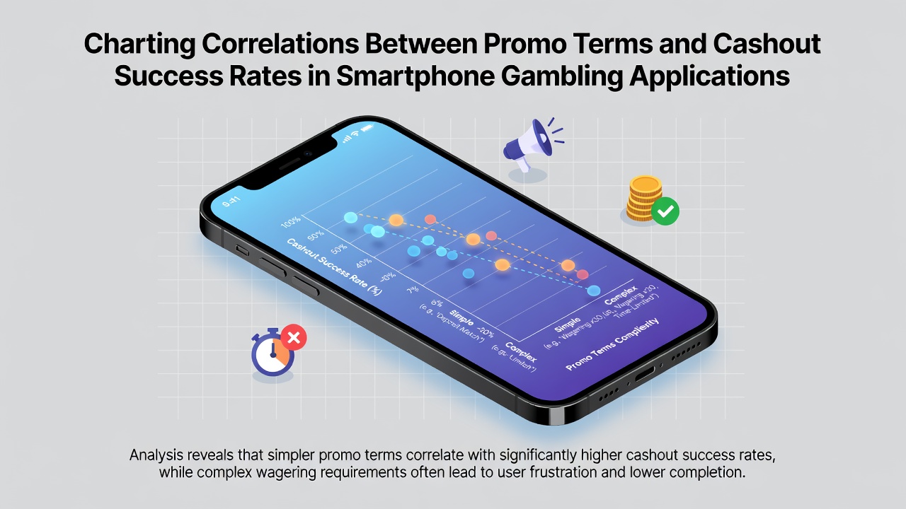 Data visualization chart showing correlation lines between wagering requirements and cashout percentages on mobile devices