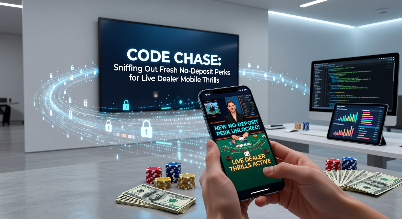 Vibrant mobile screen displaying live dealer blackjack with a no-deposit bonus code overlay, capturing the thrill of real-time play