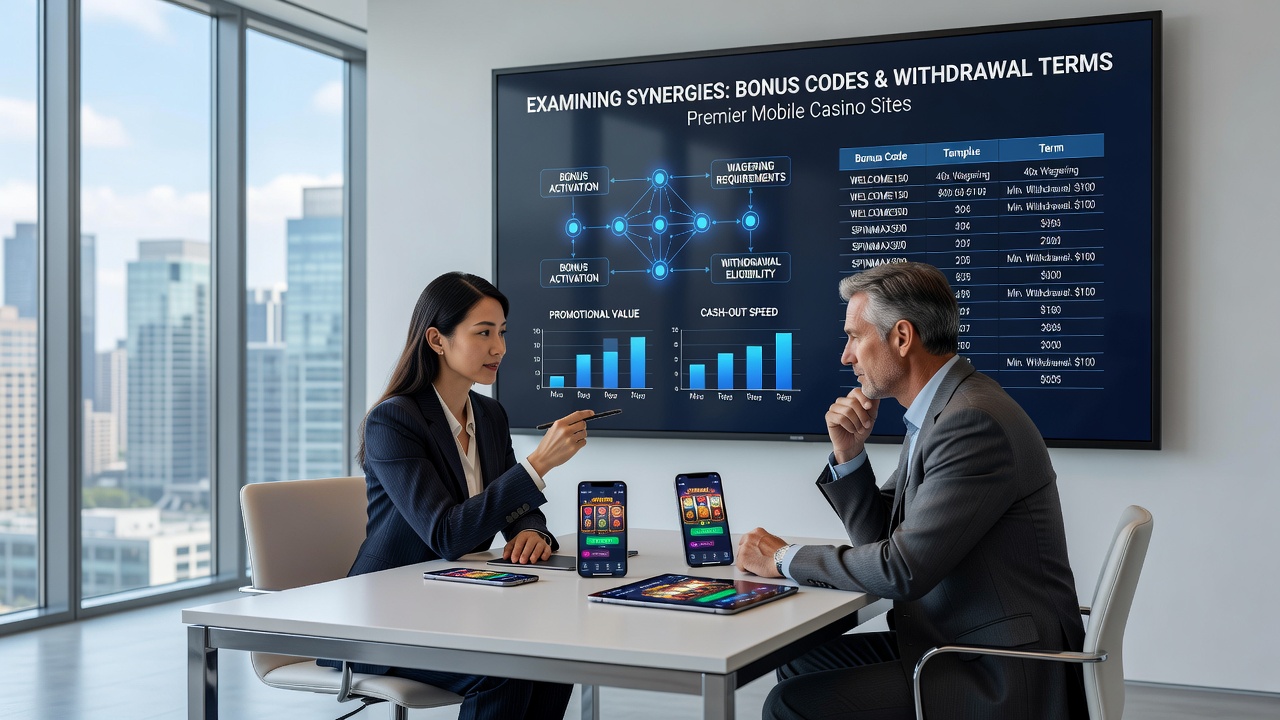 Detailed view of withdrawal terms linked to active bonus codes on a mobile casino app
