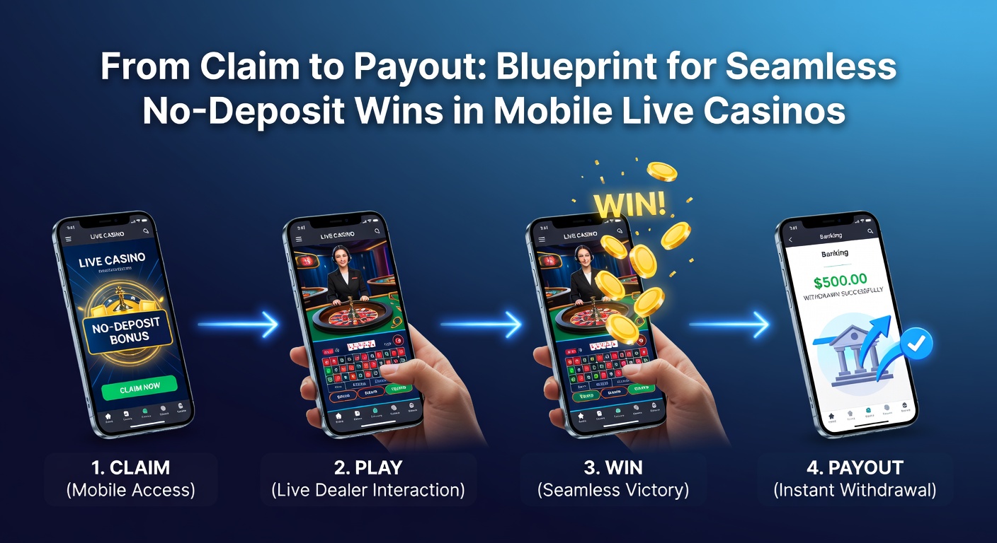 Mobile phone screen displaying a live casino table game with no-deposit bonus activation