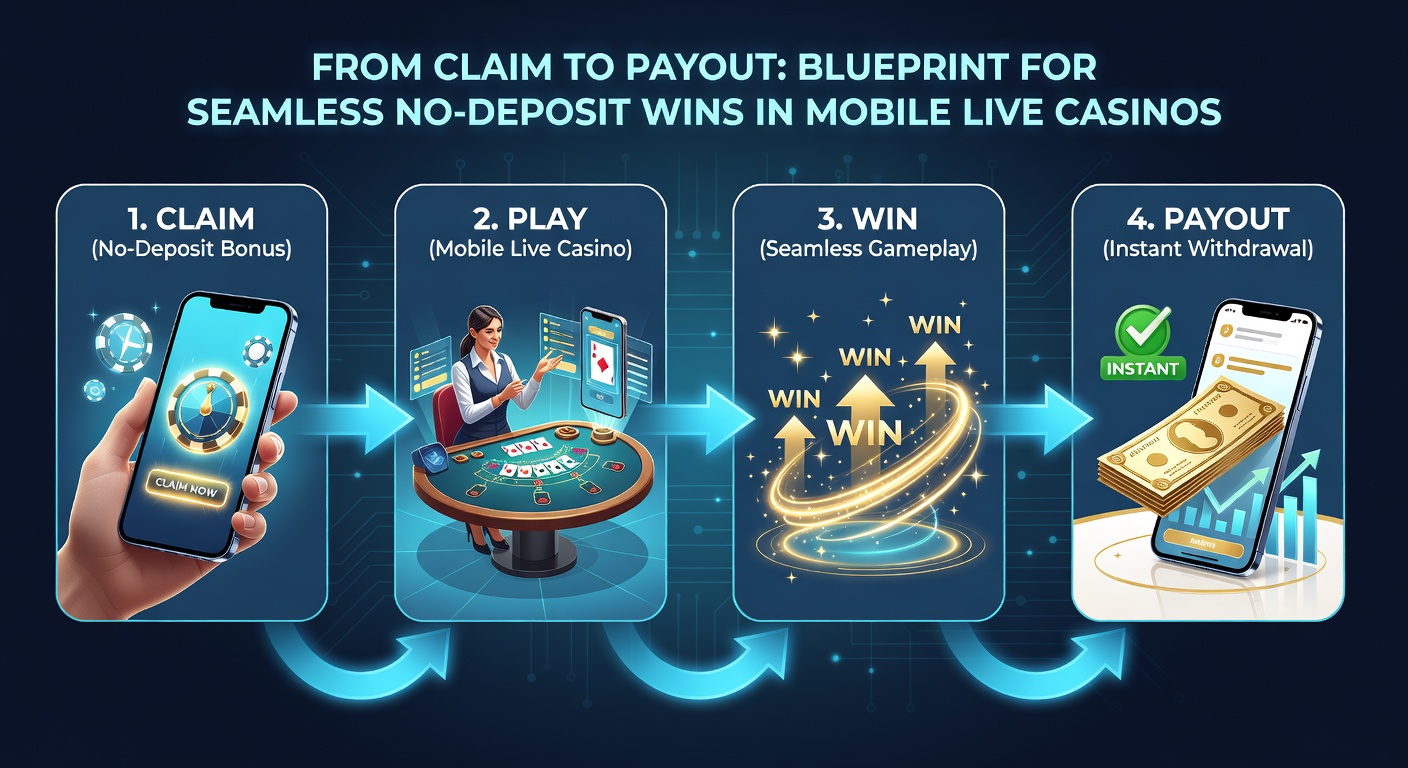 Step-by-step infographic showing bonus claim, gameplay, wagering progress, and payout confirmation on a mobile device