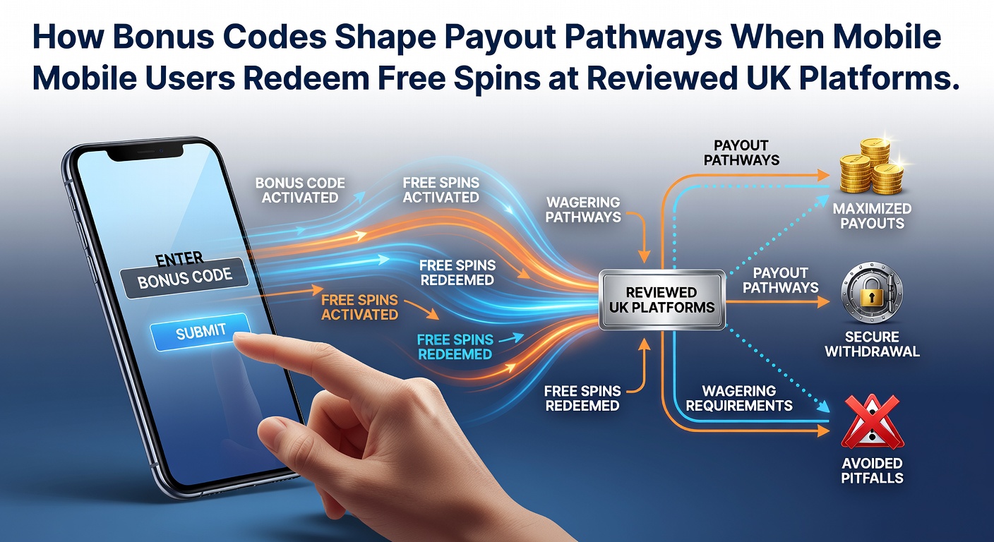 Mobile user interface showing bonus code entry for free spins on a UK casino app