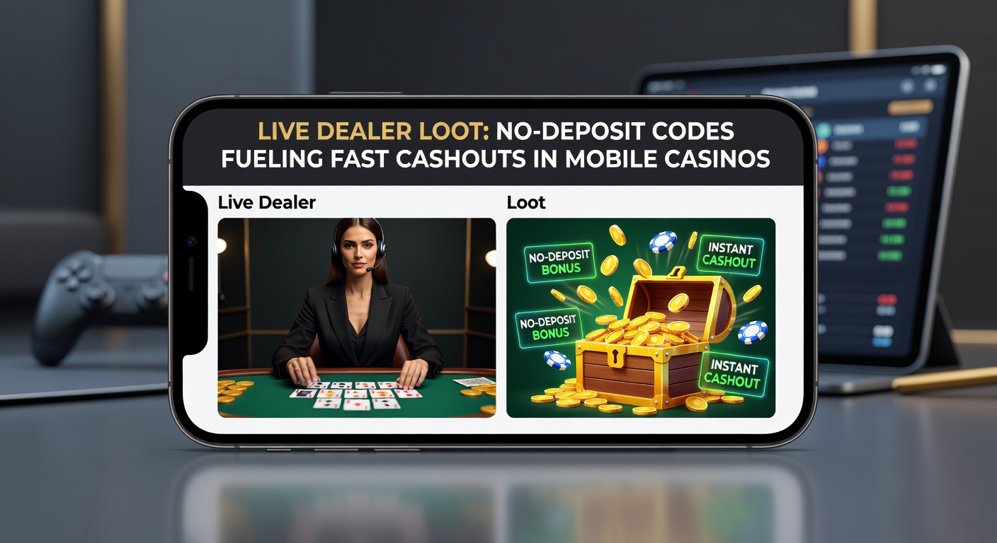 Vibrant mobile screen displaying live dealer blackjack table with no-deposit code activation overlay and quick cashout button
