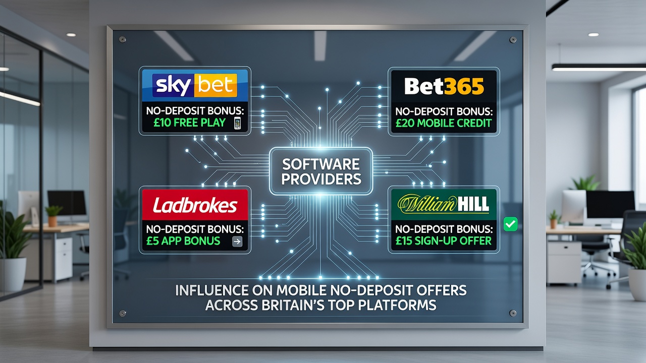 Close-up of slot game reels on a mobile screen with no-deposit free spins counter active, highlighting software provider branding