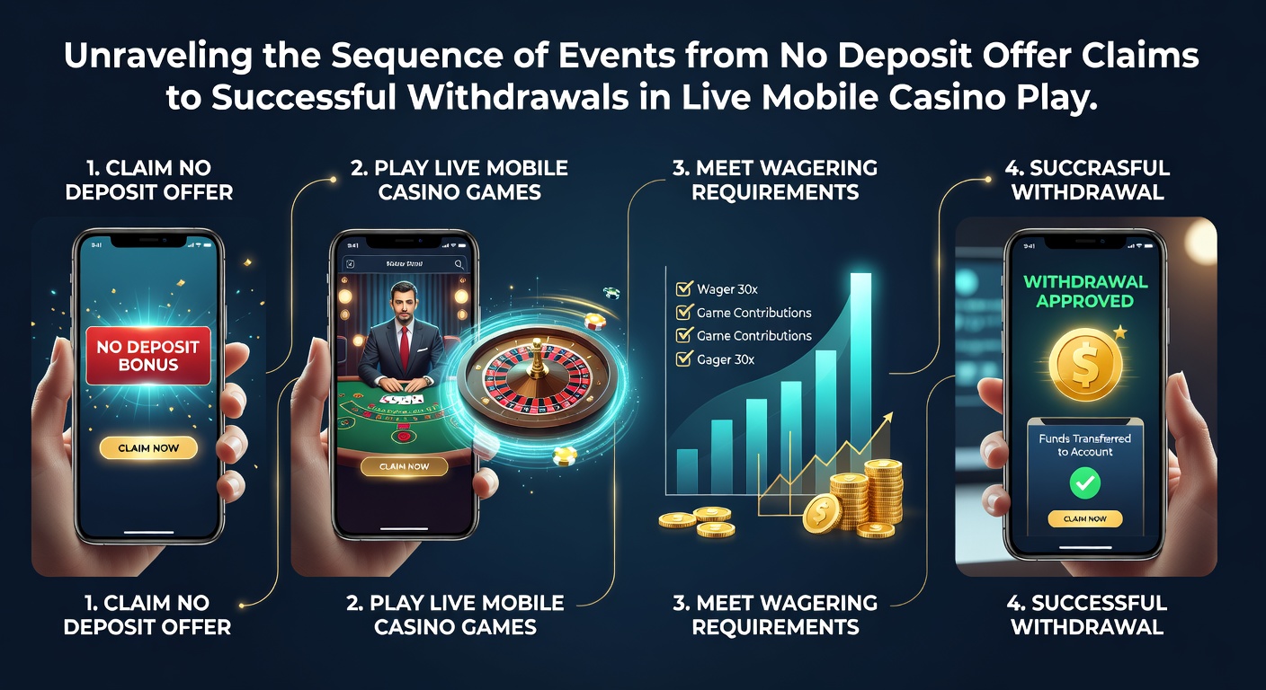 Mobile device displaying a live casino game interface with no deposit bonus notification overlay