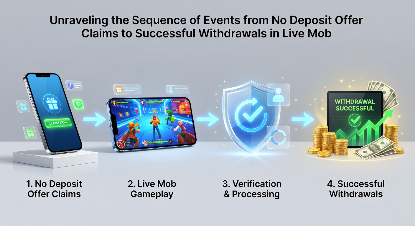 Flowchart style graphic showing steps from bonus claim through wagering to cash withdrawal on a smartphone screen